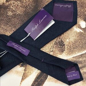 Ralph Lauren Navy Knit Tie with Purple Label Accents